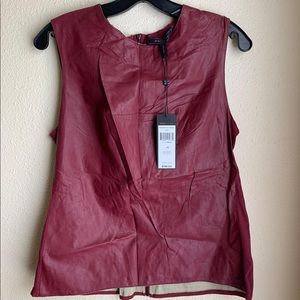 Bcbg maxazria burgundy Faux leather top